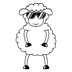 Sheep Cool Sunglasses DJ Party Music Club Disco Design Lover Art Vector Illustration Card T-Shirt Poster Sticker Graphic Print Decorative Drawing Isolated Logo Decoration Symbol Creative Cool Style
