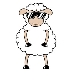 Sheep Cool Sunglasses DJ Party Music Club Disco Design Lover Art Vector Illustration Card T-Shirt Poster Sticker Graphic Print Decorative Drawing Isolated Logo Decoration Symbol Creative Cool Style
