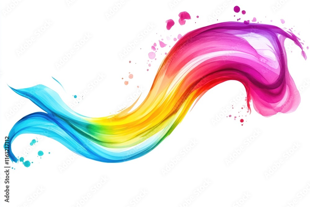 Poster a colorful wave of paint on a white background, ideal for art and design projects