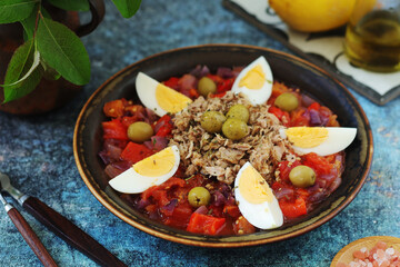 A traditional dish of Tunisian cuisine - Mechouia salad