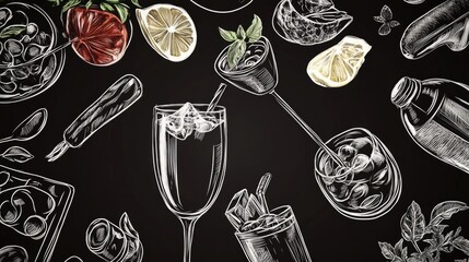 A selection of beverages displayed on a blackboard, perfect for a bar or restaurant menu