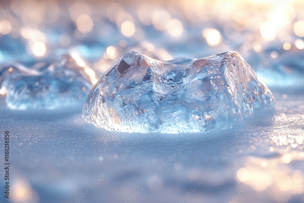 Poster close-up shot of ice on a table