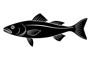  Fish icon vector isolated on white black background. food illustration sign collection.