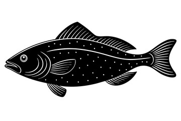  Fish icon vector isolated on white black background. food illustration sign collection.