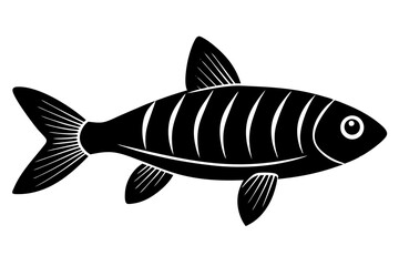  Fish icon vector isolated on white black background. food illustration sign collection.