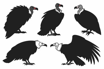 set of silhouettes of birds