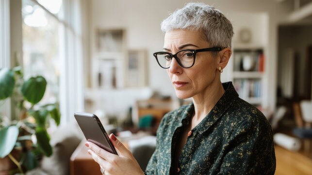 Person gazing puzzled at smartphone screen, reflecting modern challenges of technology and communication in daily life