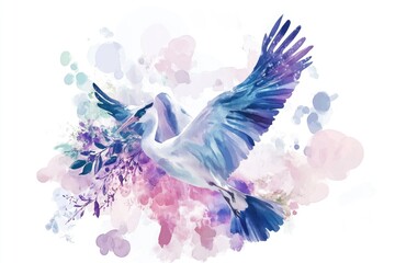 A colorful bird perched with a flower in its beak, ideal for spring or nature-themed designs