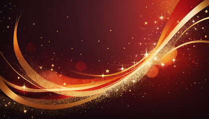 Obraz premium Golden Red Festive Waves Glitter Sparkle Background