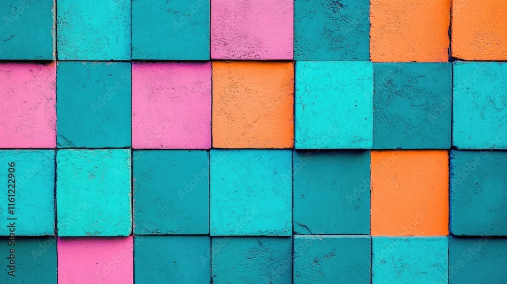 Poster a close-up shot of a colorful blocks wall