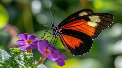 Fototapeta premium Vibrant Butterfly on Purple Flower