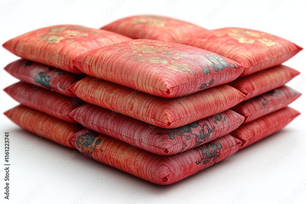 Aufkleber A pile of red pillows stacked on top of each other