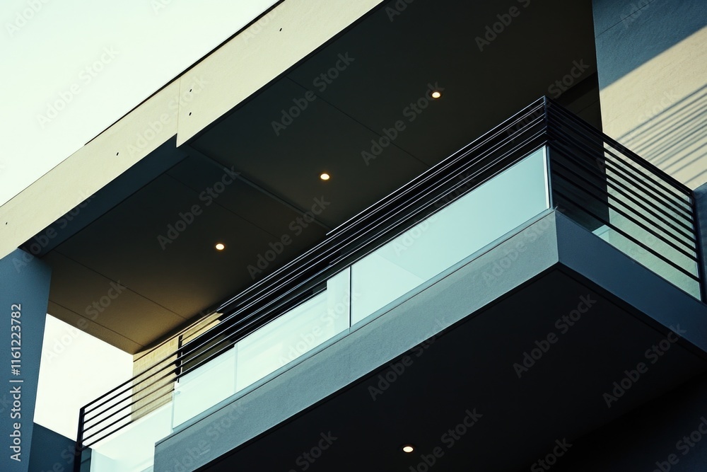 Poster a modern building with multiple balconies, suitable for architecture or urban landscape photoshoots