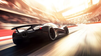 Red sports car racing at high speed on a drag strip, showcasing the thrill of competition and the pursuit of performance excellence