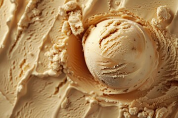 Image of Caramel and apple ice cream in orange color. Professional photo for food blog