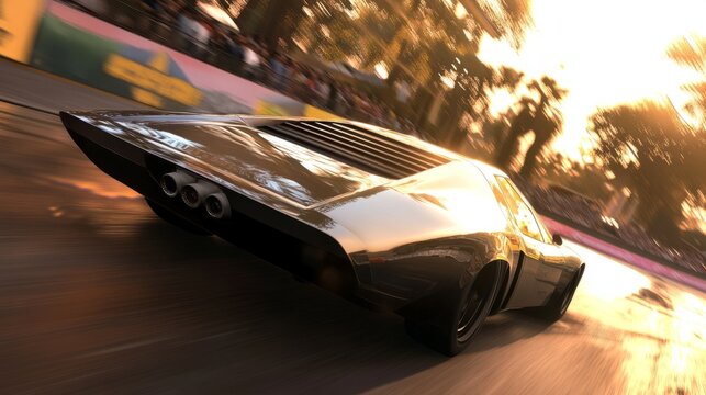 Red sports car racing at high speed on a drag strip, showcasing the thrill of competition and the pursuit of performance excellence