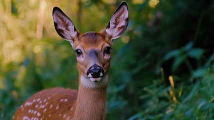 Obraz premium A Young White-Tailed Deer in the Forest