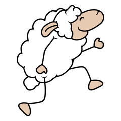 Sheep Walking Happy Proud Dancing Walking Walking Design Lover Art Vector Illustration Card T-Shirt Poster Sticker Graphic Print Decorative Drawing Isolated Logo Decoration Symbol Creative Cool Style
