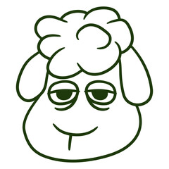 Sheep Tired Bored Empty Look Head Face Unhappy Sad Design Lover Art Vector Illustration Card T-Shirt Poster Sticker Graphic Print Decorative Drawing Isolated Logo Decoration Symbol Creative Cool Style