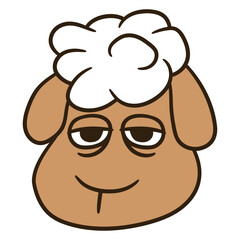 Sheep Tired Bored Empty Look Head Face Unhappy Sad Design Lover Art Vector Illustration Card T-Shirt Poster Sticker Graphic Print Decorative Drawing Isolated Logo Decoration Symbol Creative Cool Style