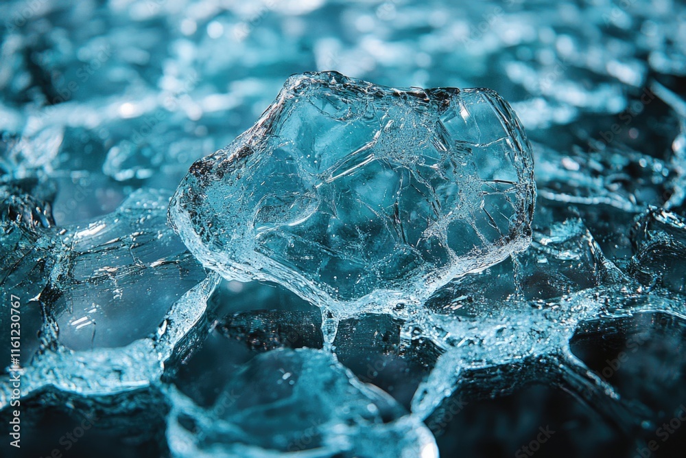 Poster frozen water droplets forming intricate patterns