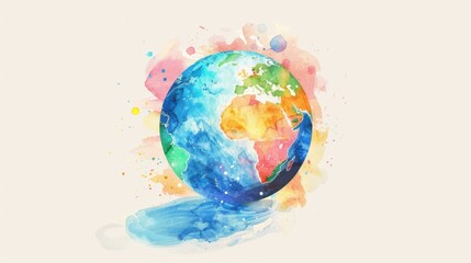 International Mirth Month Vibrant watercolor globe celebrating international mirth month