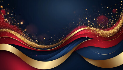 Elegant Red Gold Blue Waves Abstract Background Design