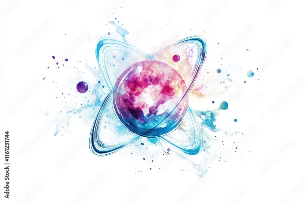 Poster a planet with a prominent ring system, ideal for space or astronomy themed projects