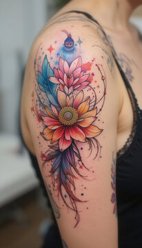 Vibrant Splash: Watercolor Tattoo Art