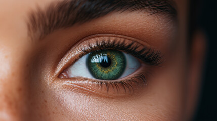 Obraz premium close up view of woman vibrant green eye