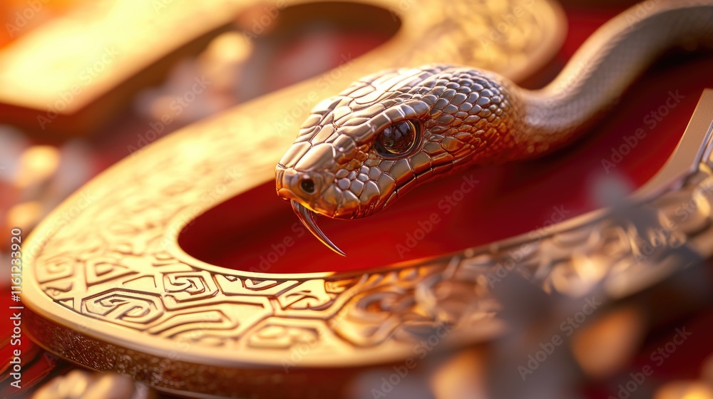Aufkleber a close-up view of a metal snake lying on a table, perfect for editorial or commercial use