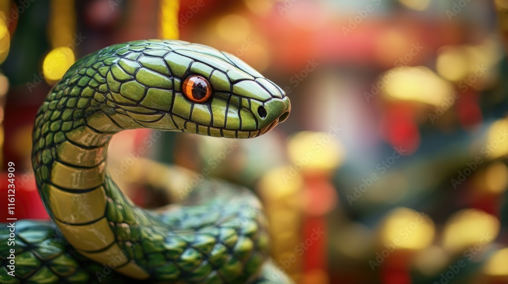 Poster Close-up shot of a snake statue, perfect for use in illustrations or as a design element
