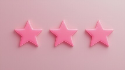 Obraz premium Three Stylish Pink Stars on a Soft Pink Background Perfect for Creative Projects, Social Media Content, and Graphic Design Purposes