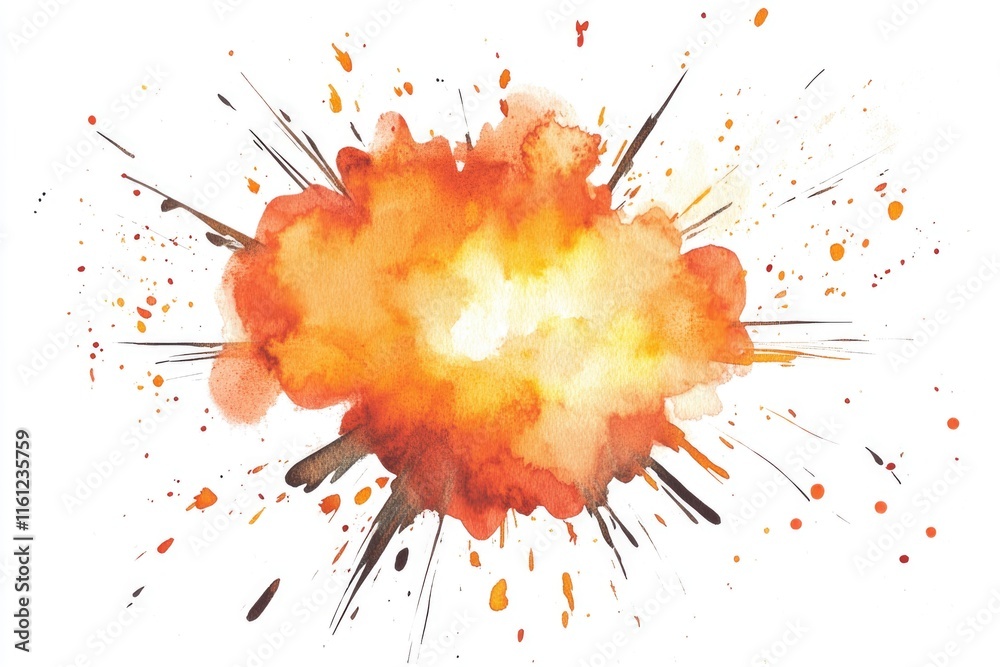 Poster A vibrant orange explosion against a clean white background, ideal for adding a pop of color to your design or project