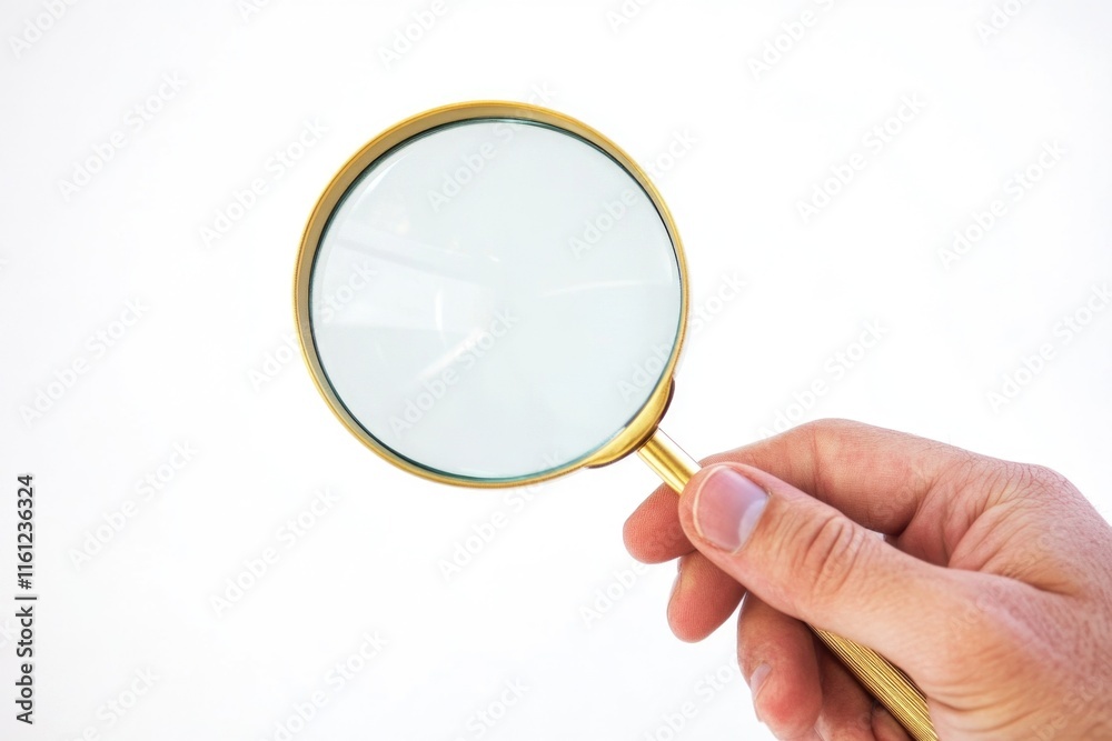 Aufkleber A person examining an object or text with a magnifying glass, ideal for use in educational or scientific contexts