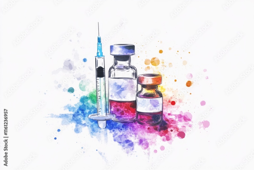 Aufkleber a watercolor illustration of a syllabus and a syll with educational elements