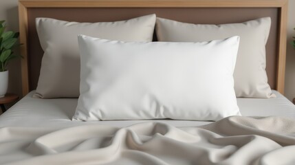 Crisp white pillows and soft bedding create a serene, inviting bedroom atmosphere, ideal for relaxation and comfort