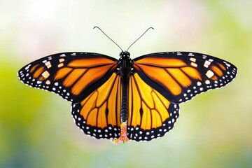 Fototapeta premium A butterfly sits on a flower, illustration of nature and wildlife