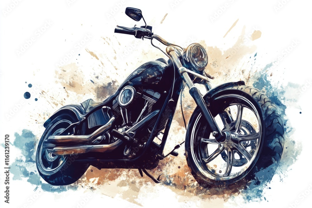 Poster a close-up image of a motorcycle against a plain white background, perfect for representing freedom 