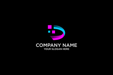 Modern Abstract Logo with Vibrant Gradient Design on Black Background