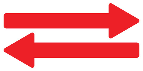 Red long arrow icon isolated on white background. Long arrow vector, icon. Red horizontal arrow. Straight long arrow vector icon. Red arrow icon. Arrow icon isolated.