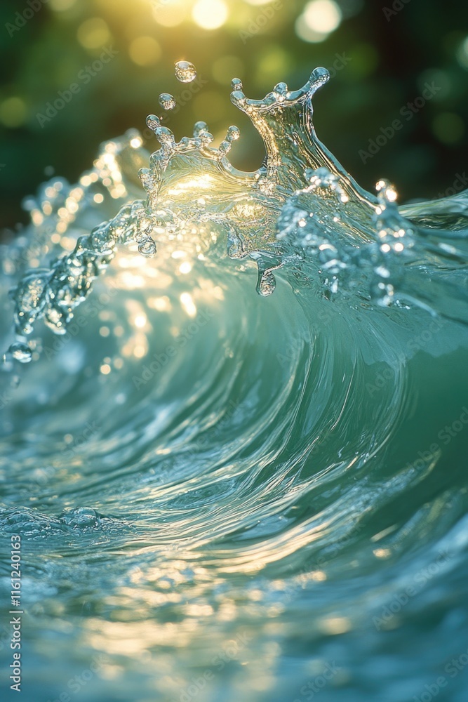 Poster close-up view of a wave in the ocean, perfect for use in travel or nature-themed projects
