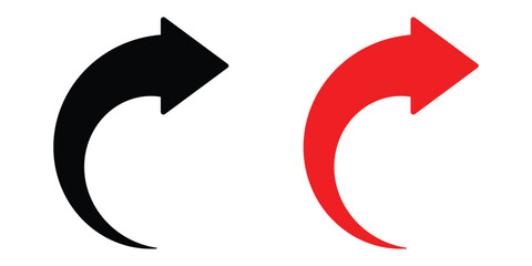 Curved arrow. Black curved arrow icon. Curved arrows set with directional icons. Set of curved arrow.