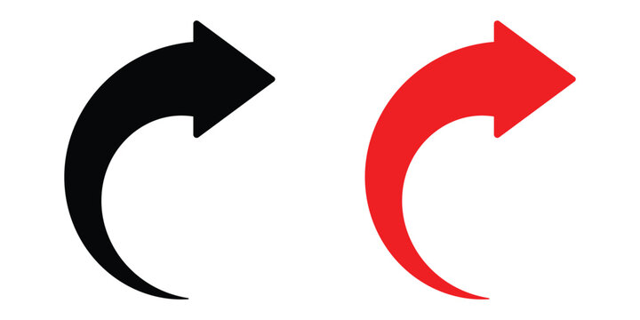 Curved arrow. Black curved arrow icon. Curved arrows set with directional icons. Set of curved arrow.