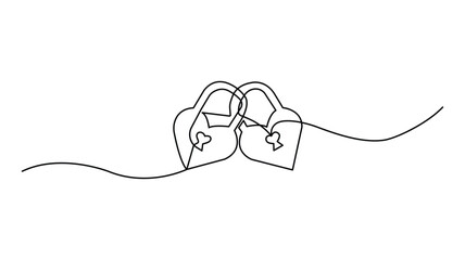 Lock continuous one-line drawing of isolated outline 