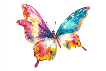 Watercolor illustration of a vibrant butterfly with intricate details