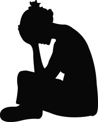 a girl sitting body silhouette vector