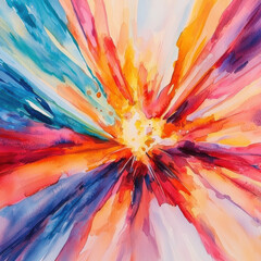 Obraz premium Dynamic watercolor explosion with vibrant colors and energy