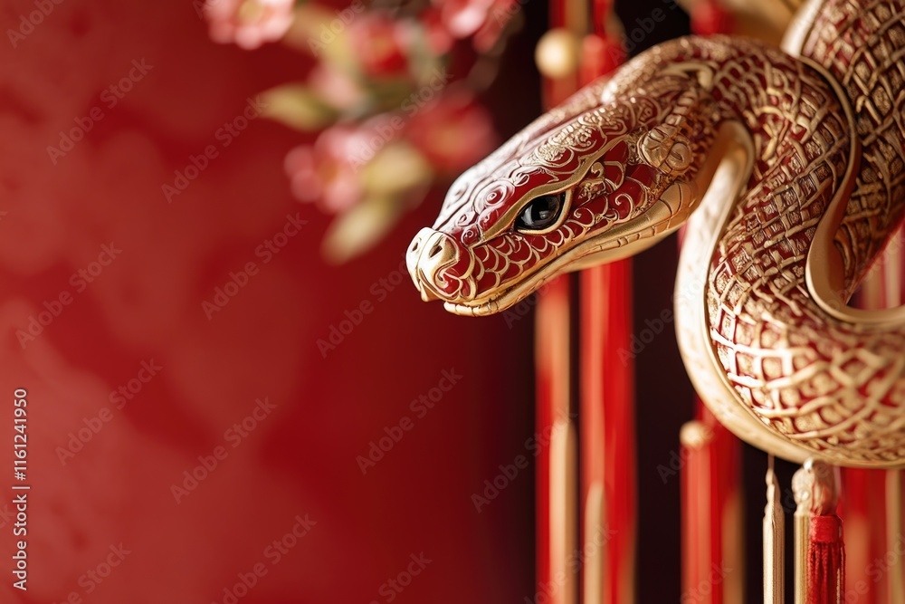Poster a close-up view of a snake statue