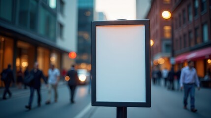 Modern urban street scene with blank billboard and out-of-focus cars, ideal for advertising and city-themed designs